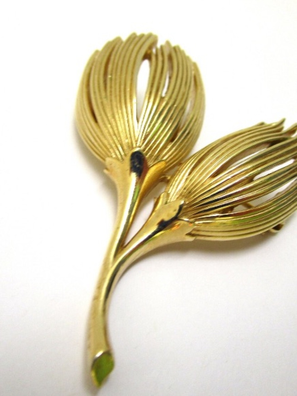 Trifari Gold Tulip Stem Brooch